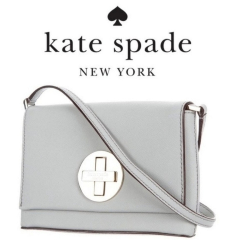 Kate Spade Sally Crossbody white leather gold metal